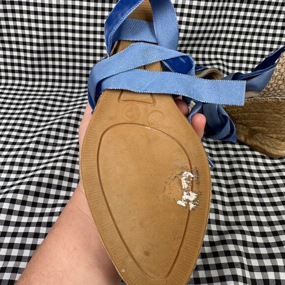 Penelope Chilvers High Valenciana Dali Espadrille Wedge Sandal Blue Velvet - Picture 5 of 7